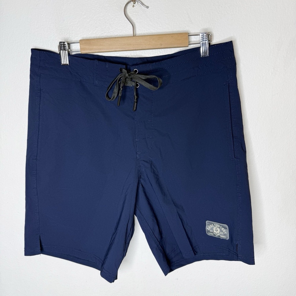 Zero Foxtrot Navy Blue Board Shorts Swim Beach Drawstring Waist Men's Large